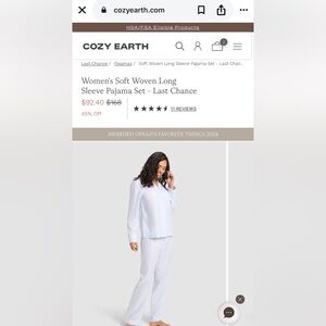 Cozy Earth Women's Striped Pajama Set - Blue & White